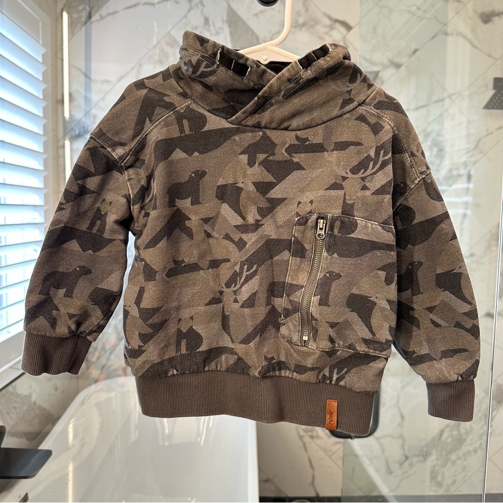Deux par Deux Black and Gray Camouflage Sweatshirt with High Collar